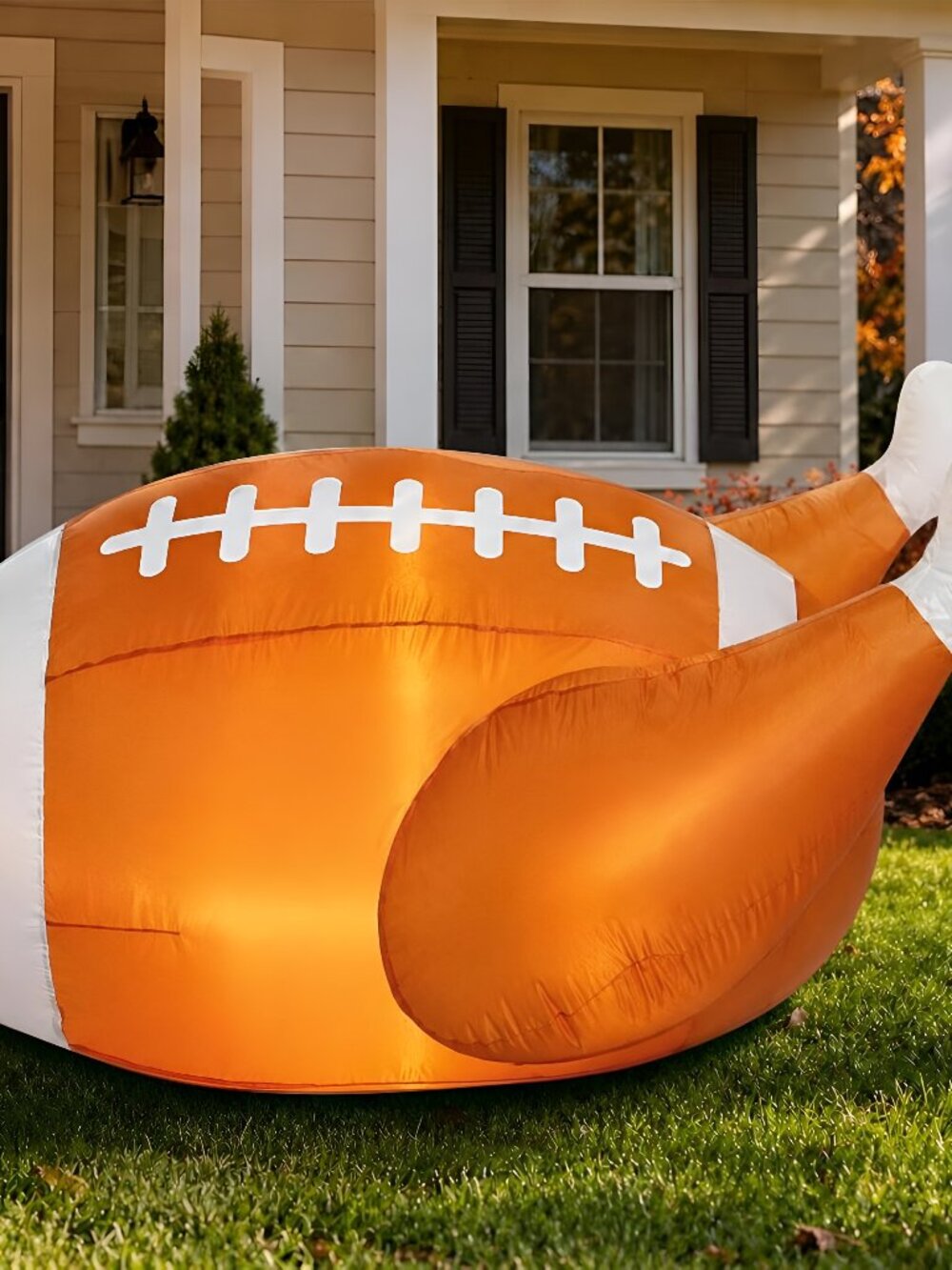 5.1Ft Thanksgiving Inflatable Football Turkey Yard Decoration with LED